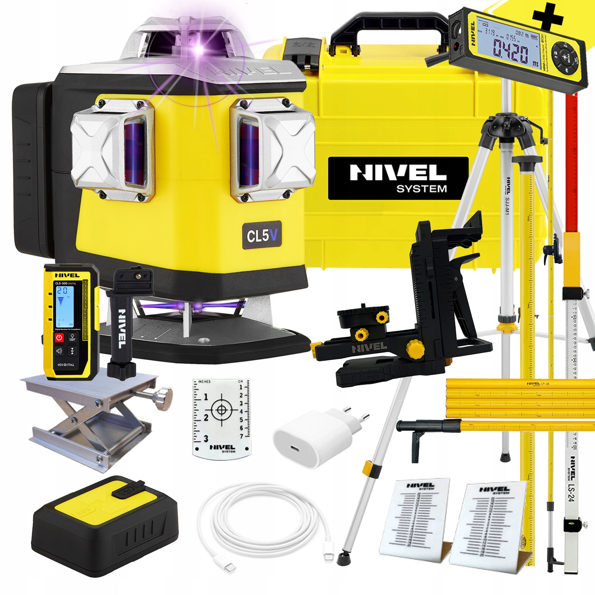 CROSS LASER PURPLE NIVEL SYSTEM CL5V + CLS300 (SENSOR mm) + RANGEFINDER