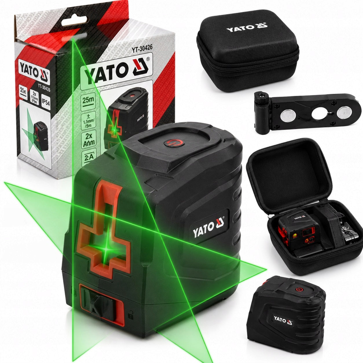 CROSS LASER SELF-LEVELING GREEN 25 METERS LASER LEVEL YATO Manufacturer code YT-30426