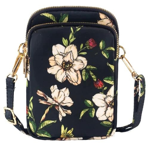 CROSSBODY BAG WOMEN'S MINI NYLON FOR PHONE WALLET WHITE FLOWER Brand no brand