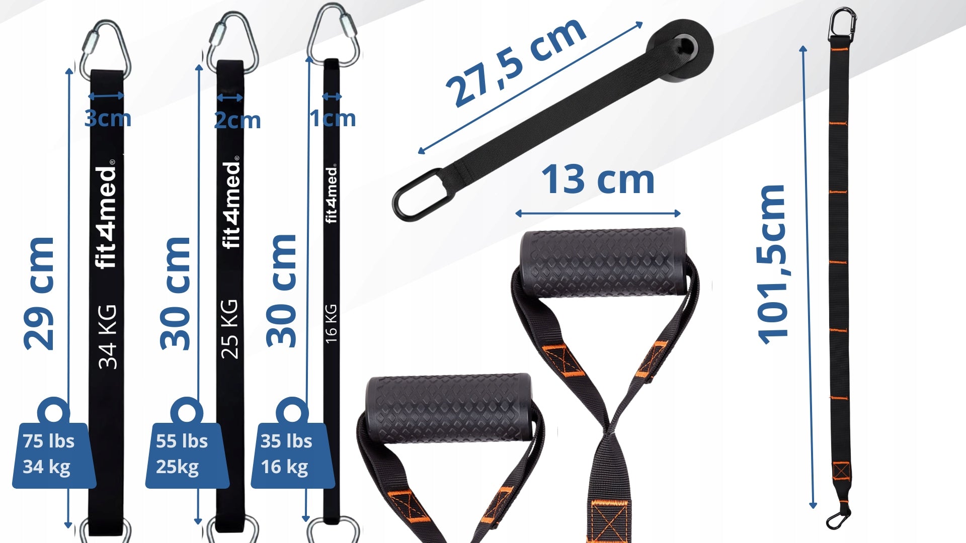 CROSSFIT EXERCISE TAPES TRX TRAINING BELTS ADJUSTMENT 16-75KG ACCESSORIES Length 190 cm