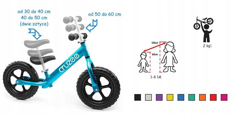 CRUZEE balance bike 12 inch ALU ultralight 1,9kg blue Brand Cruzee