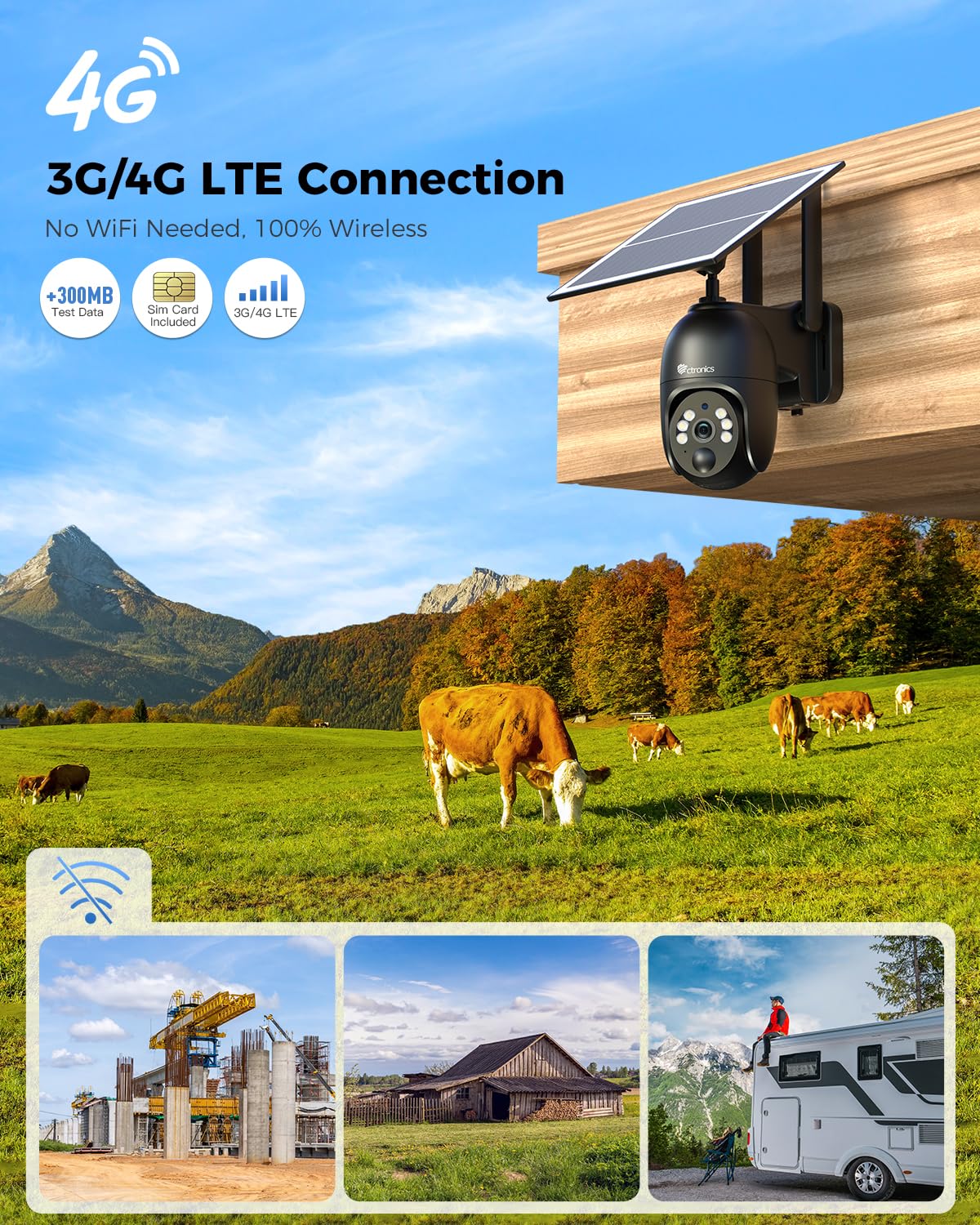 CTRONICS 4G LTE Solar 2K HD PTZ Wireless Outdoor Camera Packaging status original