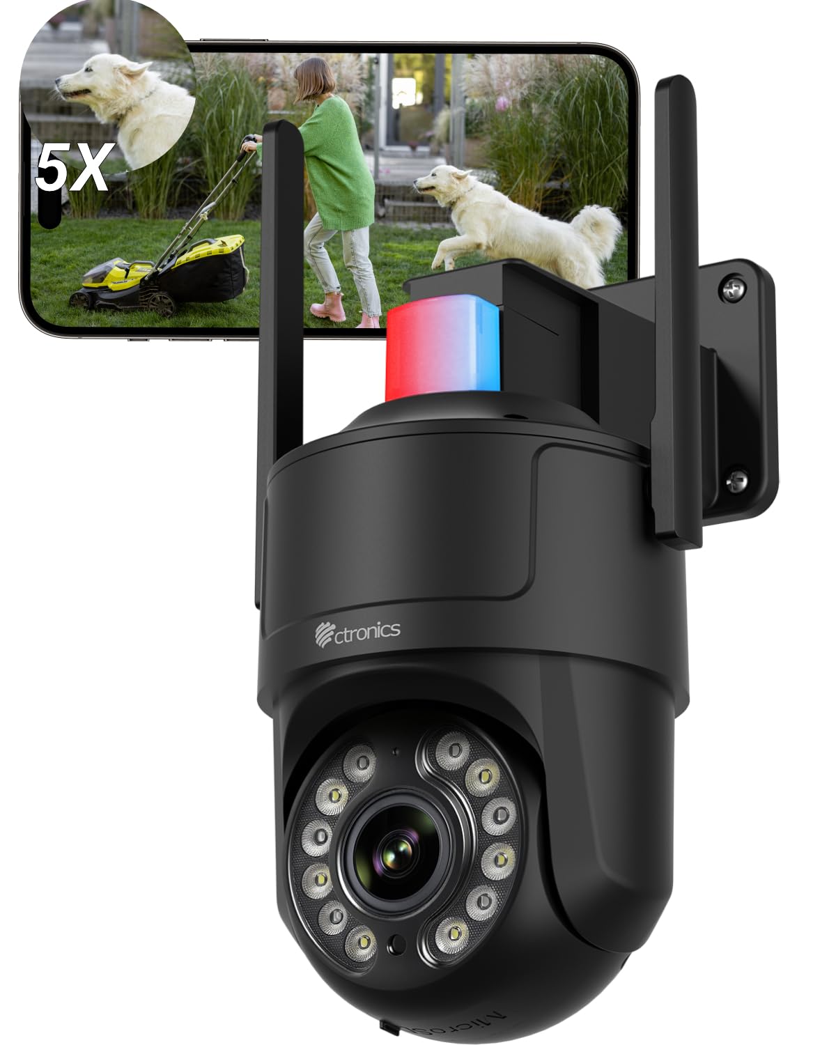 CTRONICS Outdoor Camera 4K 5X Zoom Colorful Night View Auto Tracking