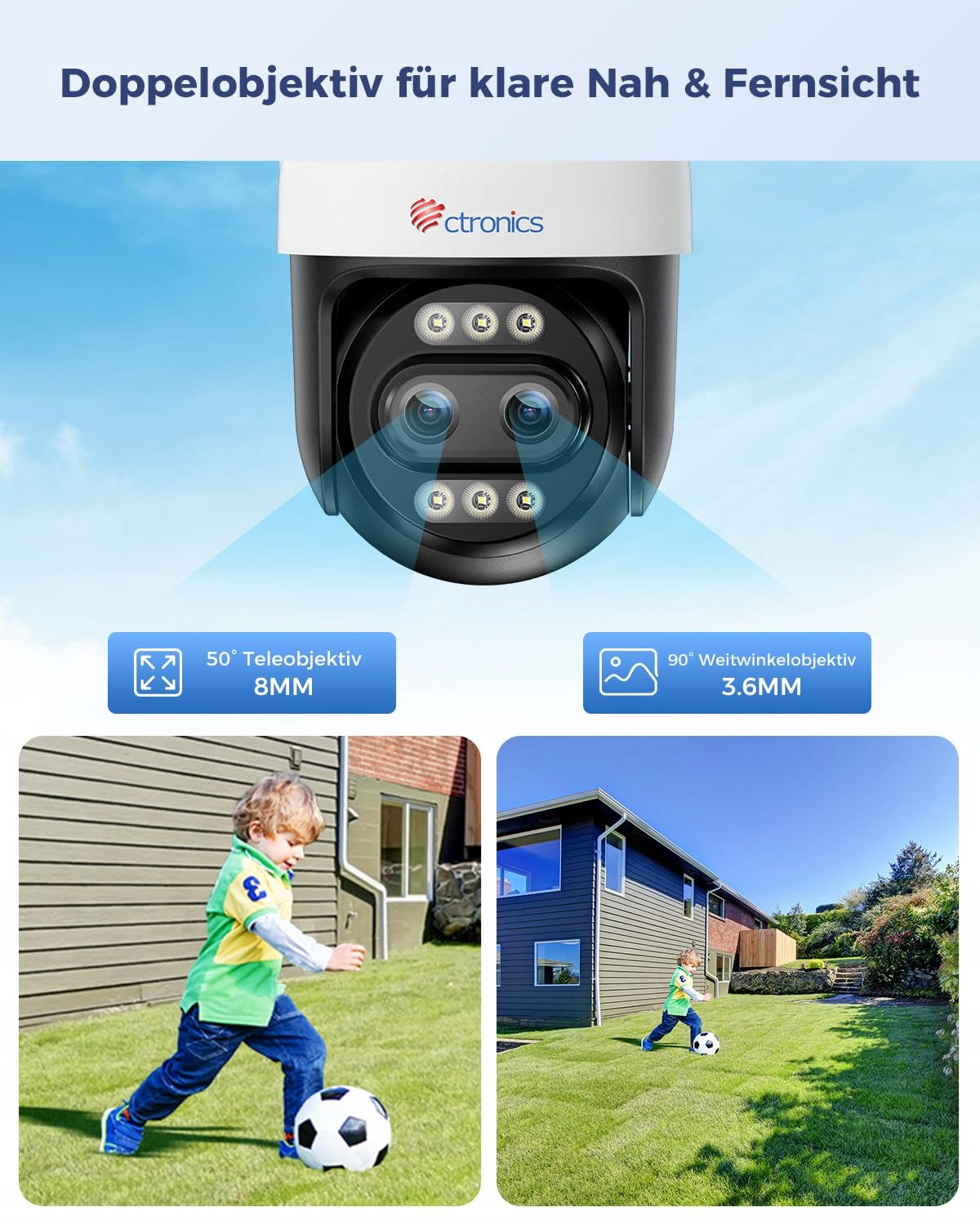 CTRONICS Outdoor Camera 4K Dual-Lens WiFi 10X Zoom Auto Tracking Brand Ctronics