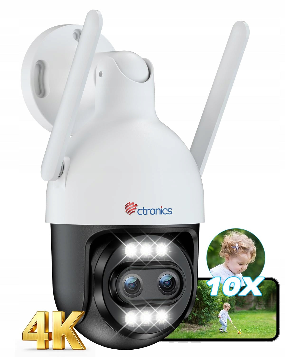 CTRONICS Outdoor Camera 4K Dual-Lens WiFi 10X Zoom Auto Tracking
