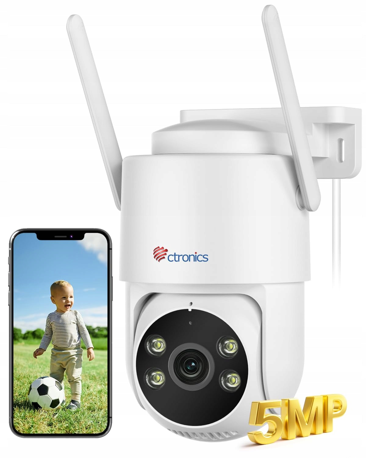 CTRONICS Outdoor Camera 5MP WiFi Dualband PTZ Auto-Tracking IP66