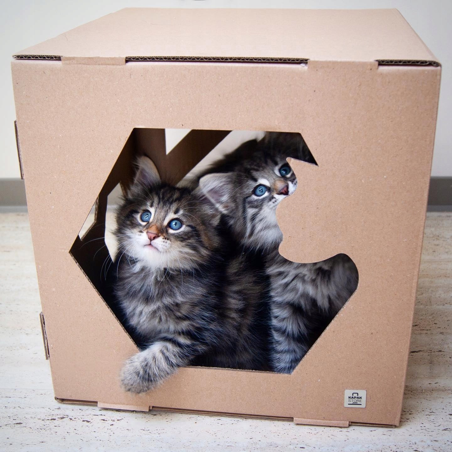 CUBE Cardboard Cat House - Booth Bed Cardboard Booth - Brown Length 35 cm