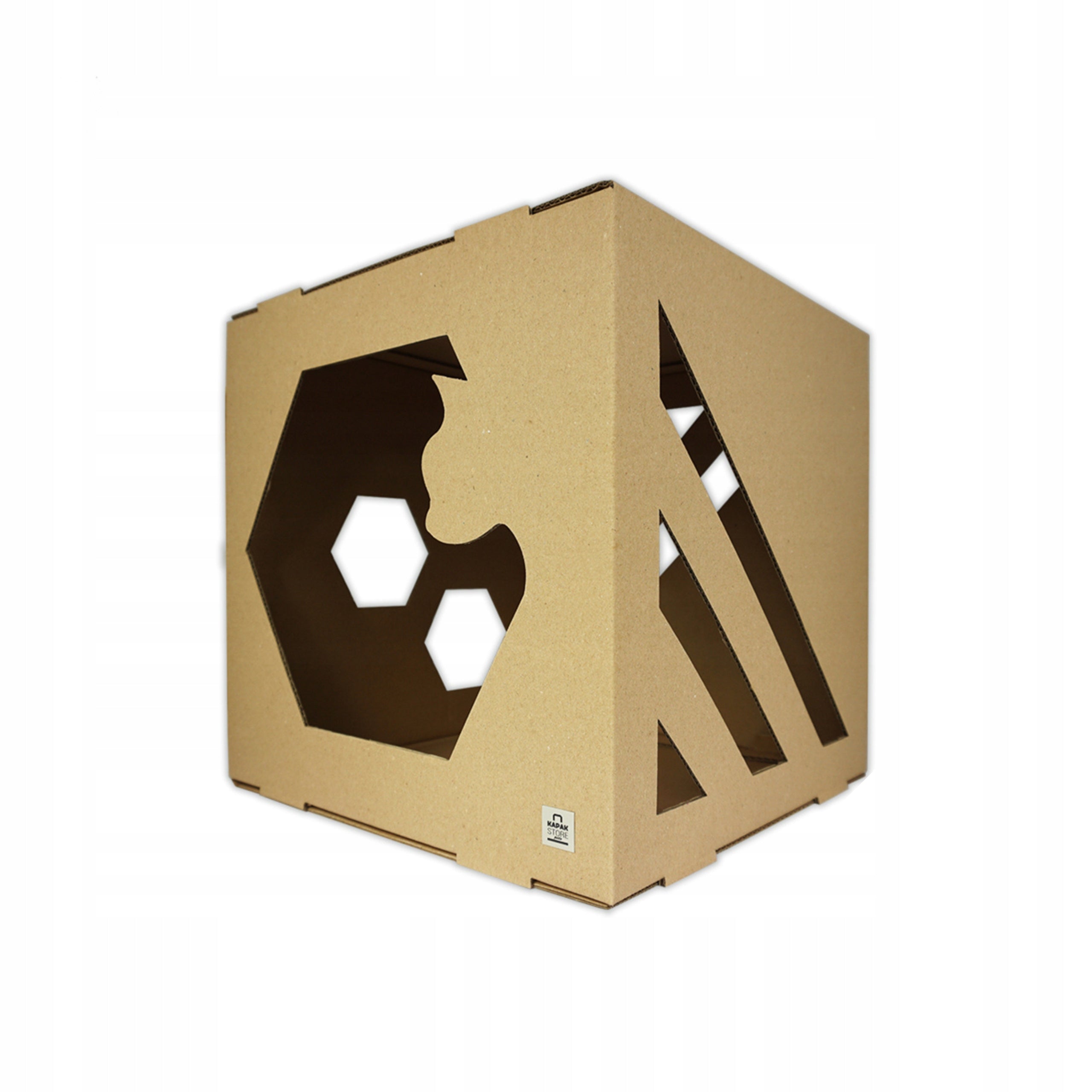 CUBE Cardboard Cat House - Booth Bed Cardboard Booth - Brown