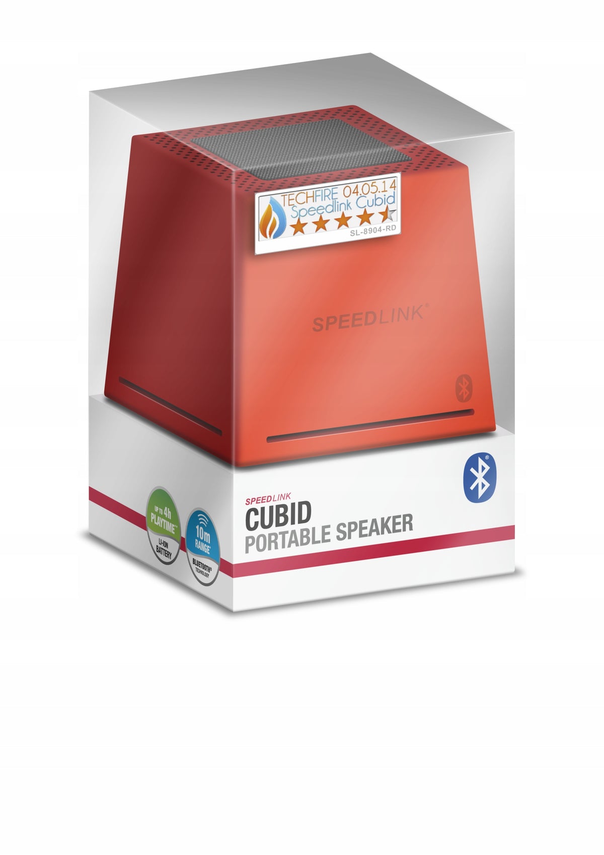 CUBID Portable Speaker - Bluetooth, Red Batteries included yes