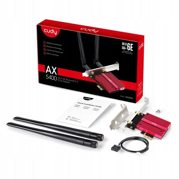 CUDY WE3000S network adapter Wi-Fi 6E 2,4GHz/5GHz PCI Express BT 5.2
