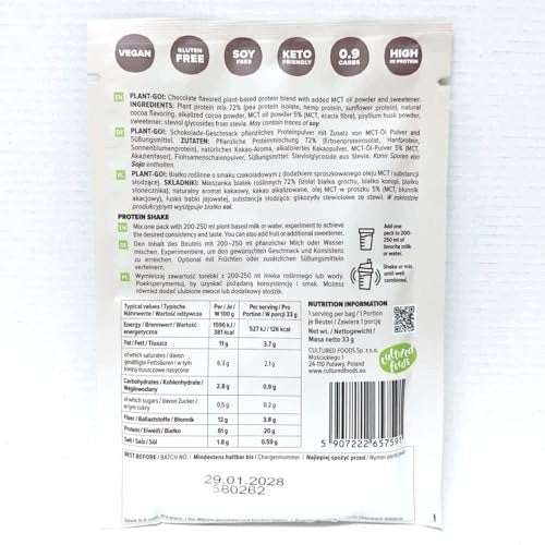 CULTURED FOODS VEGAN PROTEIN SUPPLEMENT PROTEIN FROM SUNFLOWER PEAS AND Expiration date up to 2 weeks after the purchase date