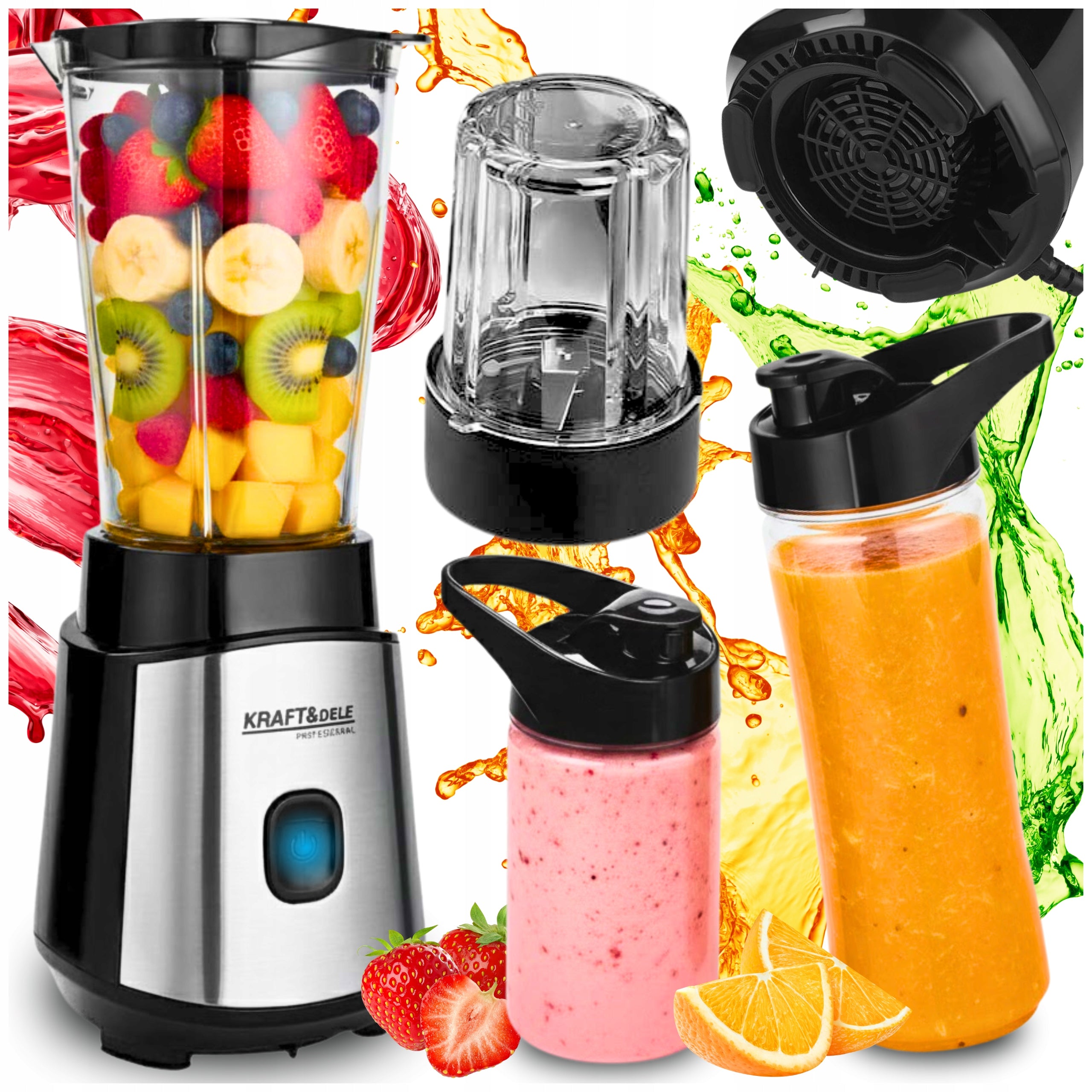 CUP BLENDER 1500W ICE COCKTAIL SMOOTHIE MIXER 2 WATER BOTTLES + GRINDER