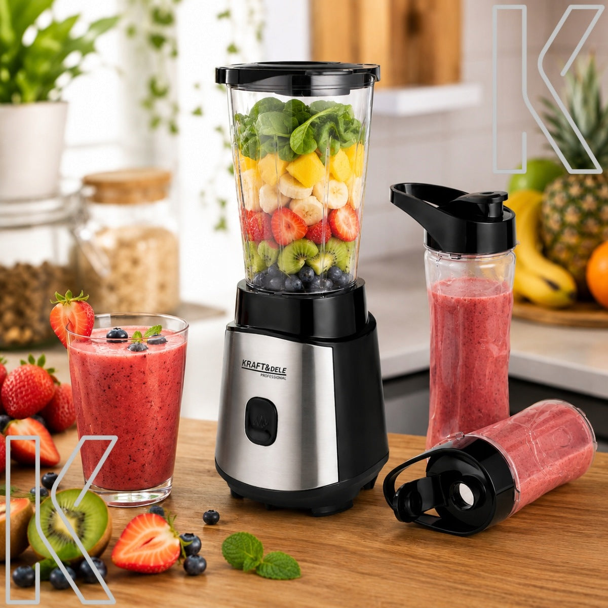 CUP BLENDER 1500W ICE COCKTAIL SMOOTHIE MIXER GRINDER + 2 WATER BOTTLES Packaging status original