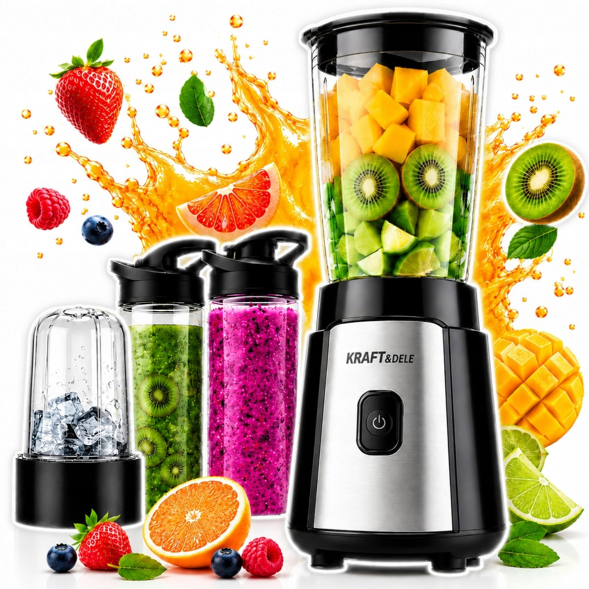CUP BLENDER 1500W ICE COCKTAIL SMOOTHIE MIXER GRINDER + 2 WATER BOTTLES
