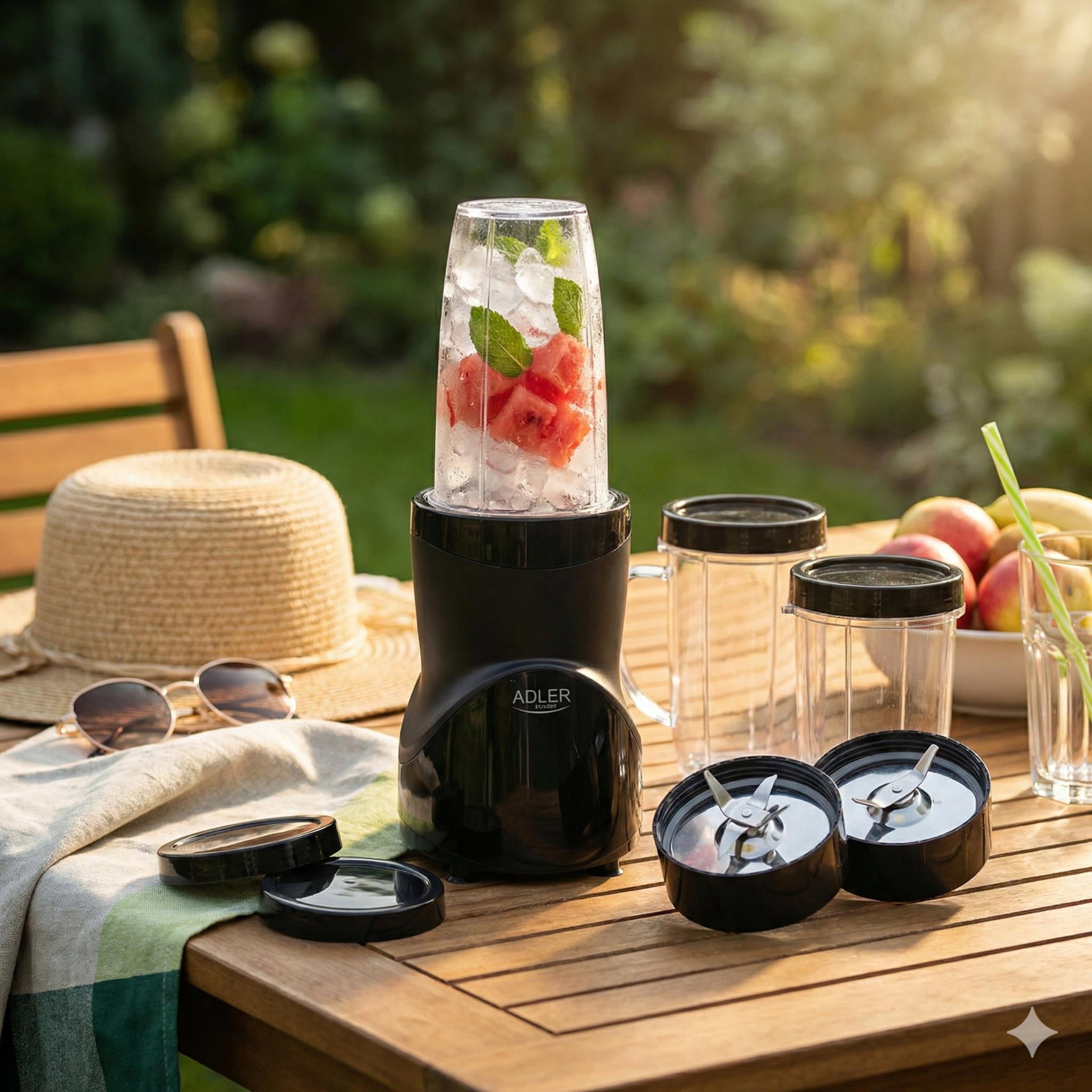 CUP BLENDER FOR SMOOTHIE 1200W + 4 WATER BOTTLES CUPS BPA FREE Brand ADLER