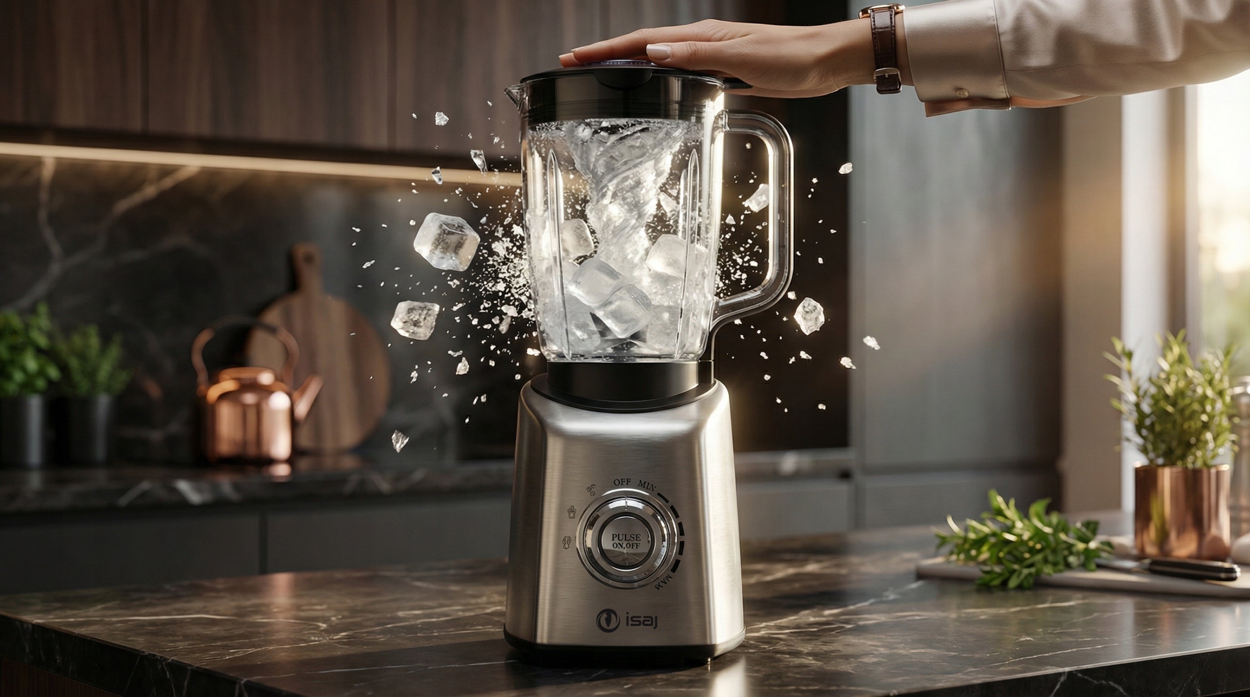CUP BLENDER LARGE SMOOTHIE 4in1 + GRINDER + 2 WATER BOTTLES + INOX steel ISAJ Packaging status original