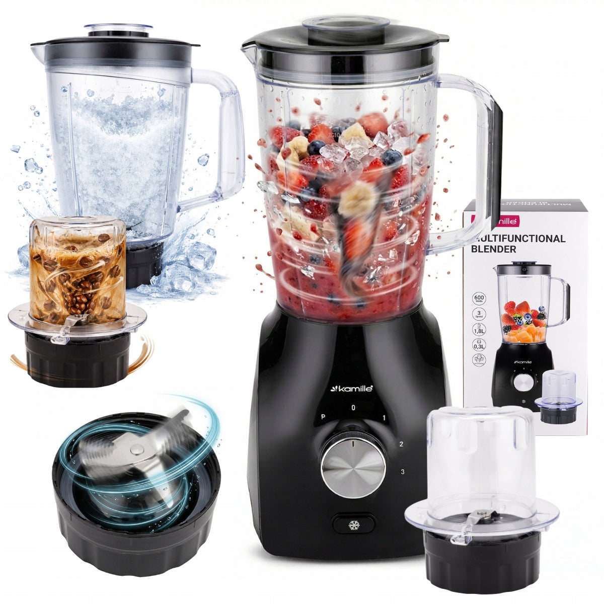 CUP BLENDER POWERFUL COCKTAIL MIXER + 2-IN-1 COFFEE GRINDER KAMILLE