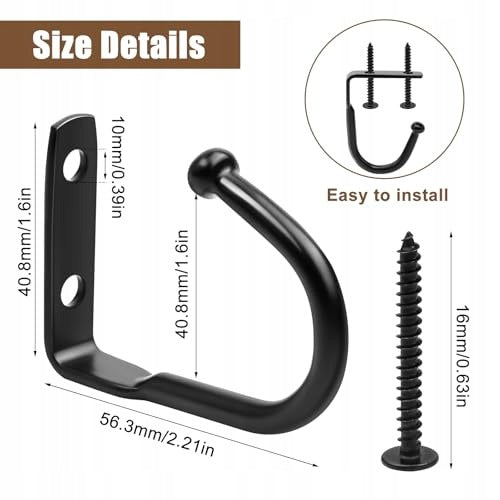 CUP HOOKS BLACK METAL UNDER CABINET SET OF 16 PIECES METAL Manufacturer code Producent niezależny