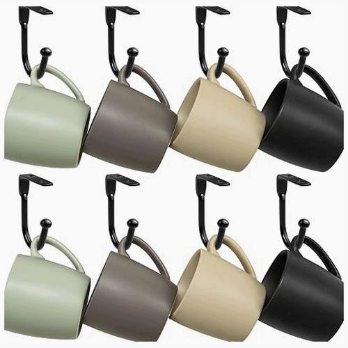 CUP HOOKS BLACK METAL UNDER CABINET SET OF 16 PIECES METAL