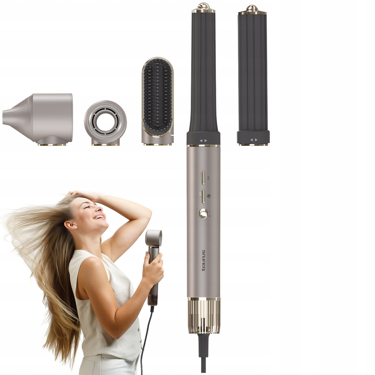 CURLING IRON HAIR DRYER WITH TAURUS AIRWAVE DIGITAL PRO IONIZATION