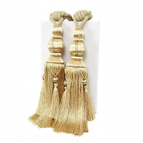CURTAIN BINDINGS TASSEL GOLD BAND 1 PAIR HEAVY DECORATION