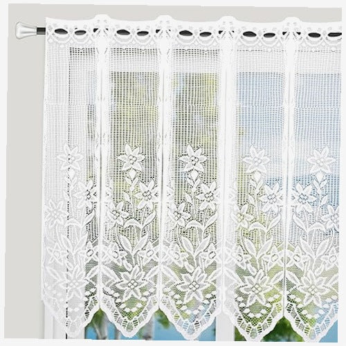 CURTAIN BISTRO FLORAL LINEN TRANSLUCENT FOR LIVING ROOM KITCHEN 2 STRIPES