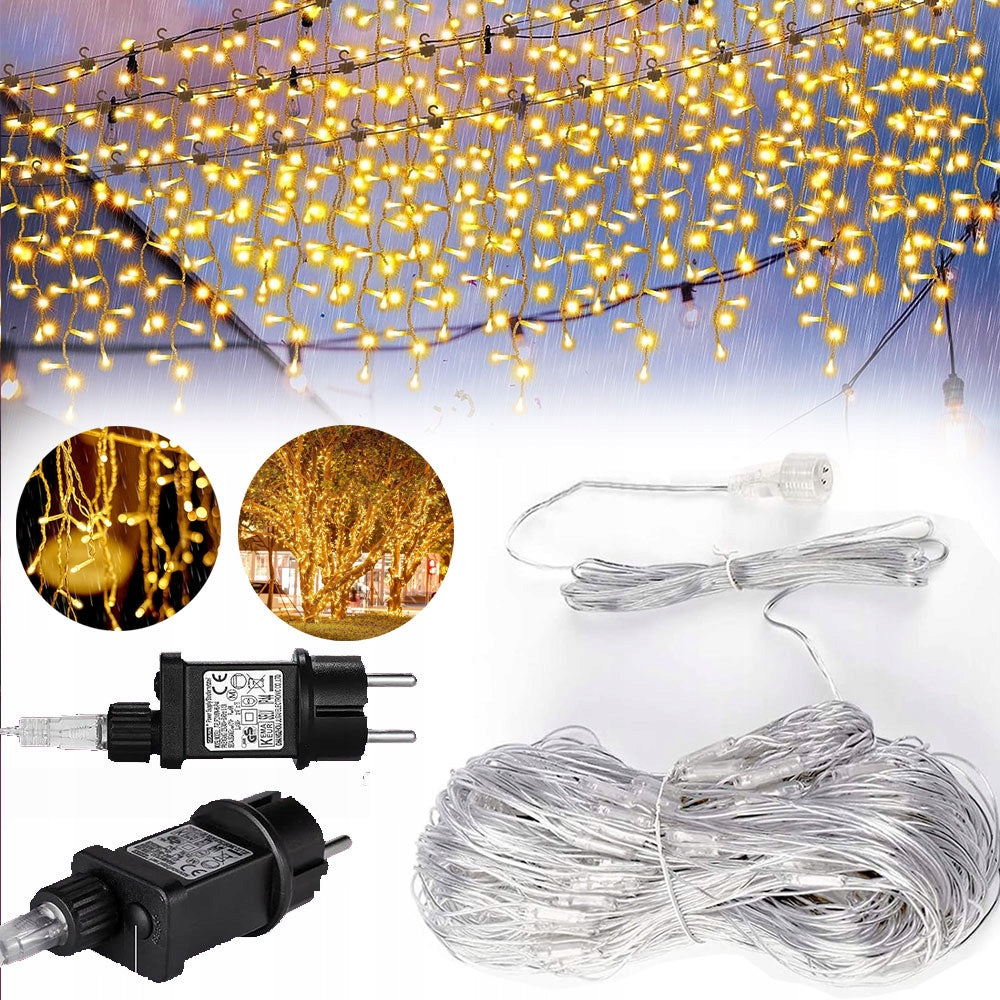 CURTAIN CHRISTMAS TREE LIGHTS WITH TIMER EXTERNAL AND INTERNAL WATERPROOF