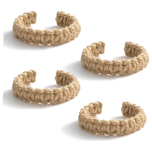 CURTAIN GARTERS NATURAL ROPE SET OF 4 BROWN RUSTIC