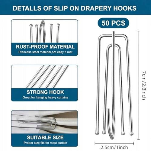 CURTAIN HOOKS 4 SERRATED STEEL FOLD 50PCS Metal Steel Set Manufacturer code Bez marki