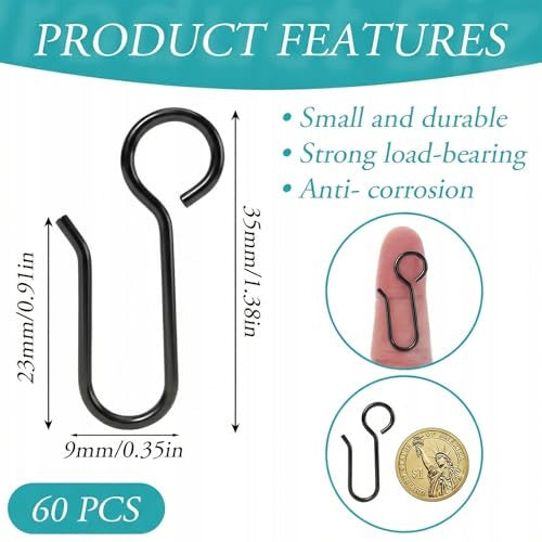 CURTAIN HOOKS S SILVER METAL STAINLESS STEEL SET OF 60 PCS. Manufacturer code Bez marki