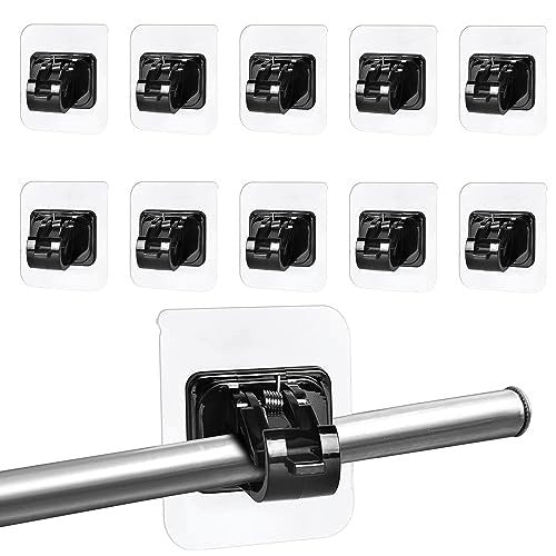 CURTAIN ROD HOLDERS SELF-ADHESIVE BLACK NAILLESS ADJUSTABLE 10 PCS Brand no brand