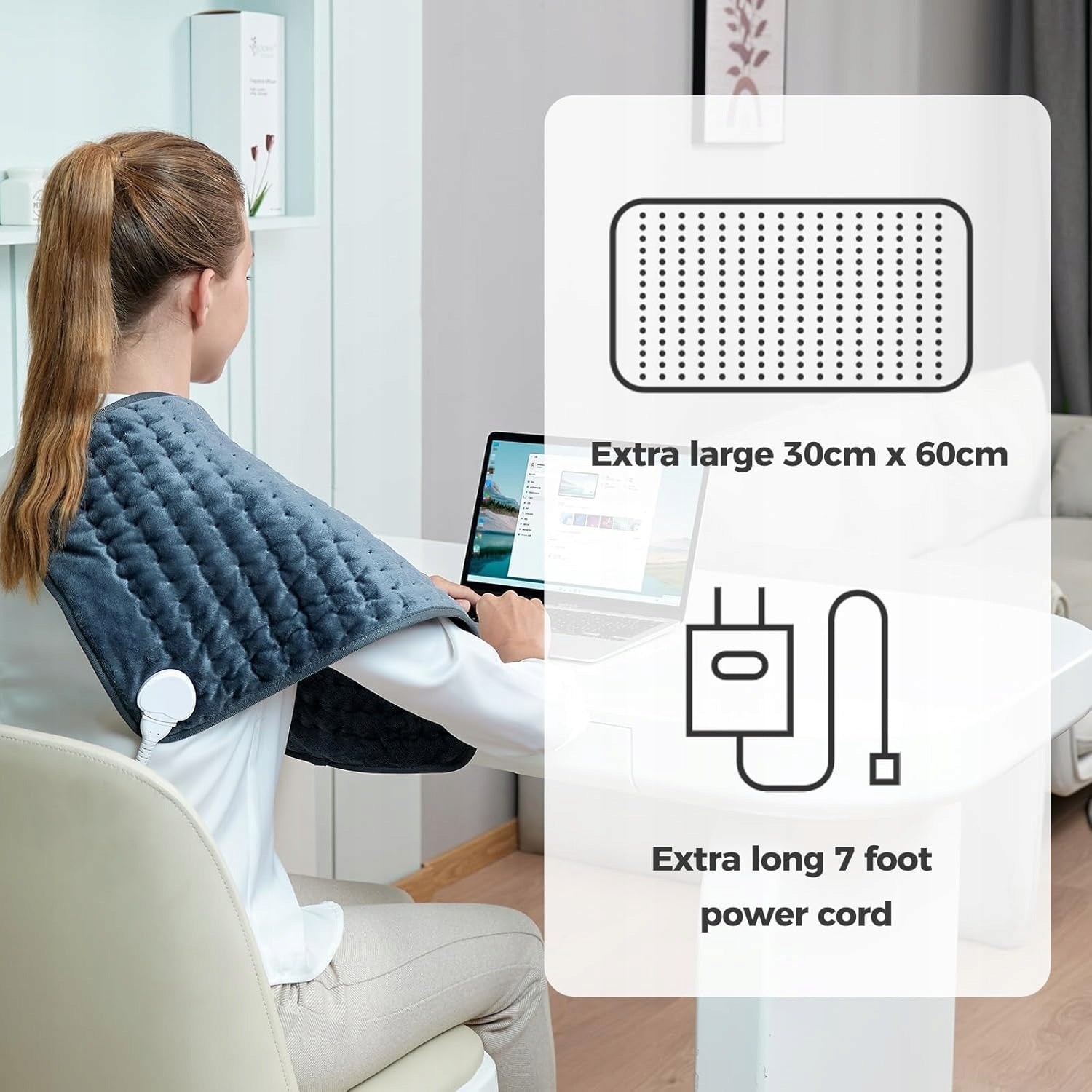 CUSHION ELECTRIC HEATED MAT 30X60 CM GREY WITH ADJUSTABLE 75W MOWEND Packaging status original