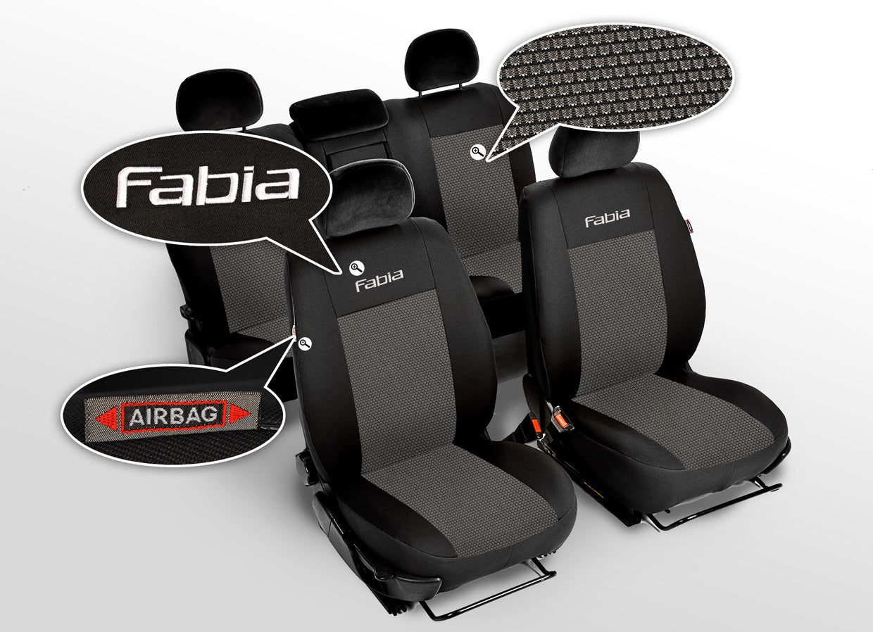 CUSTOM-MADE COVERS FOR Skoda Fabia I II III 1 2 3 Manufacturer LOGO POKROWCE