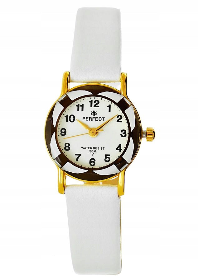 CUTE CHILDREN'S WATCH - ON A WHITE LEATHER STRAP WITH A WHITE AND BLACK CASE Brand Perfect