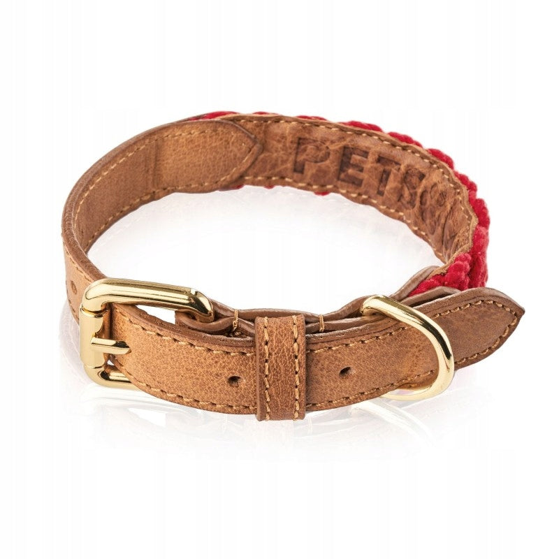 CUTE RED COLLAR - LEATHER AND CANVAS - SIZE S Brand no brand