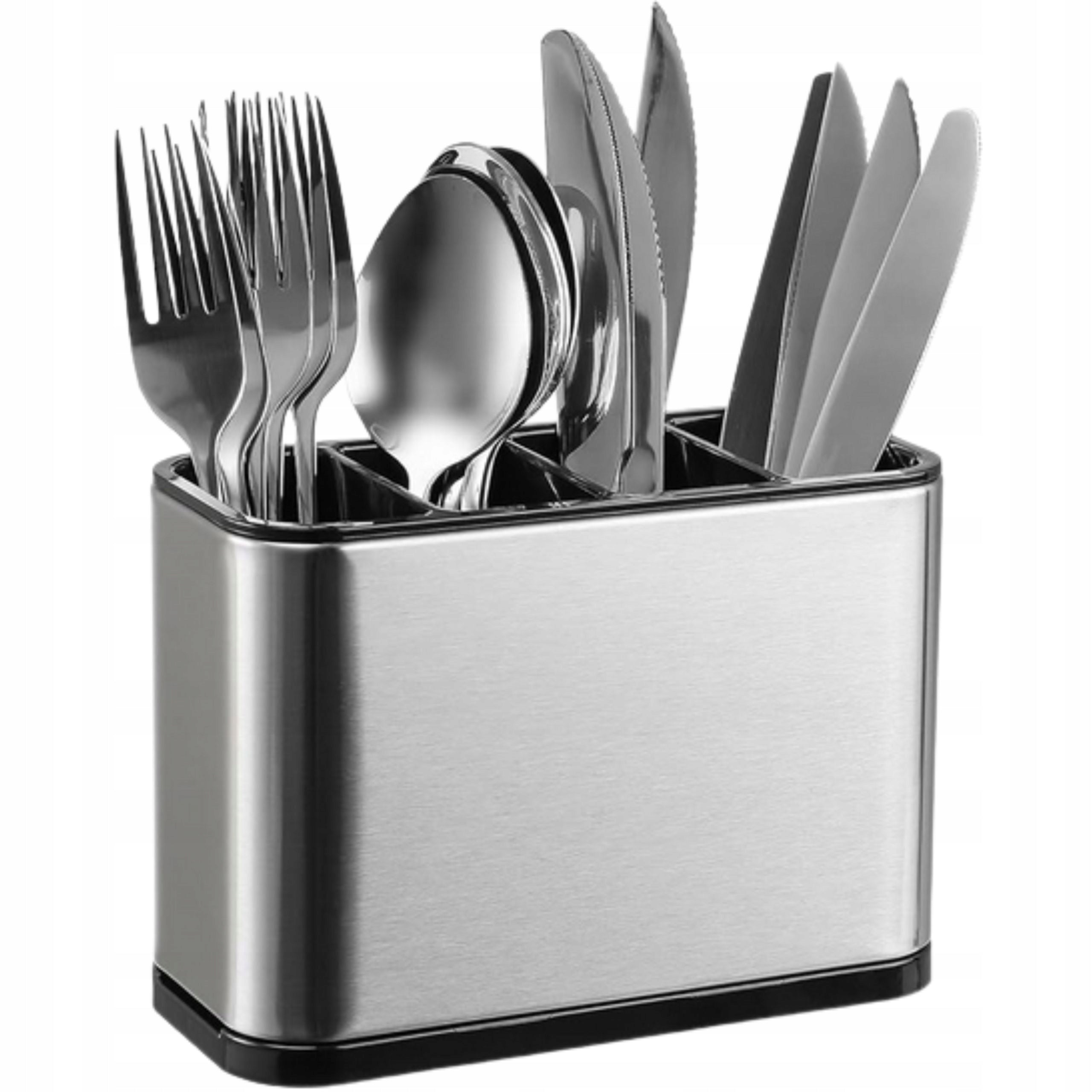 CUTLERY DRAINER DRYER CONTAINER ORGANIZER SILVER WITH DRAIN STEEL Packaging status original