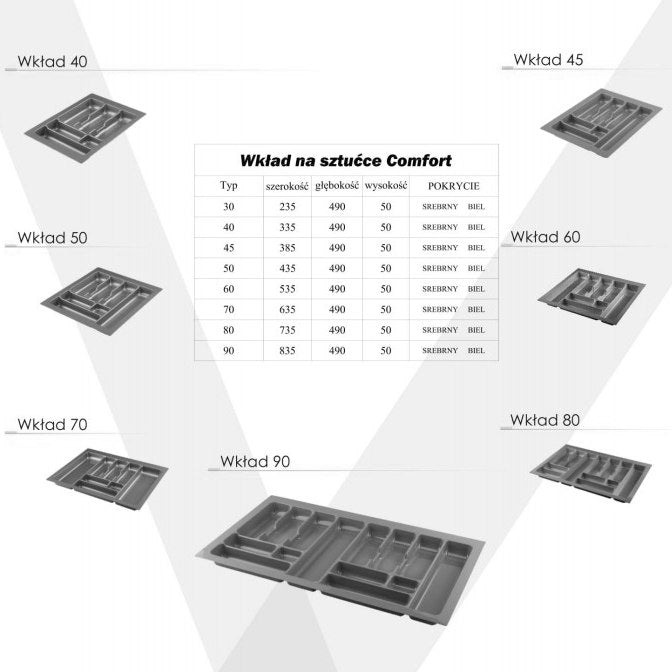 CUTLERY INSERT FOR DRAWER 60cm GREY 53x49 Brand no brand