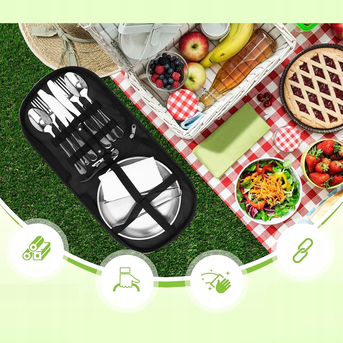 CUTLERY PLATES CAMPING SURVIVAL SET OF 2 PEOPLE 14EL XL Manufacturer code 8581704896837