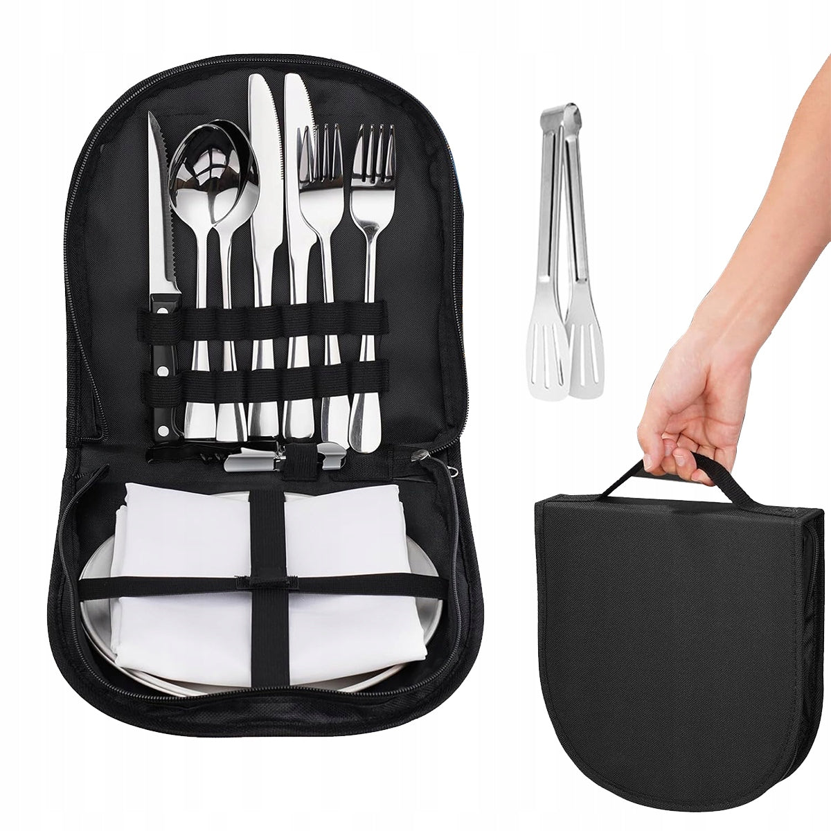 CUTLERY PLATES CAMPING SURVIVAL SET OF 2 PEOPLE 14EL XL