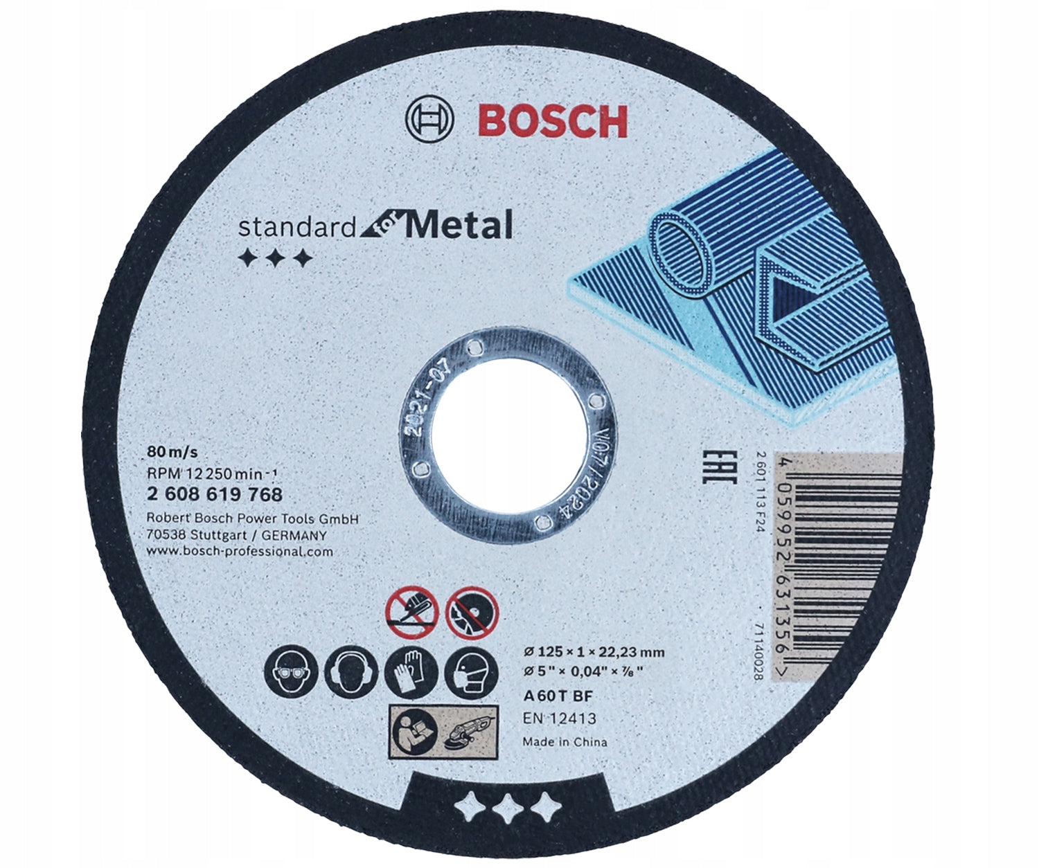 CUTTING DISC 125x1,00MM 100 PCS FOR CUTTING METAL STEEL BOSCH EAN (GTIN) 4059952729121