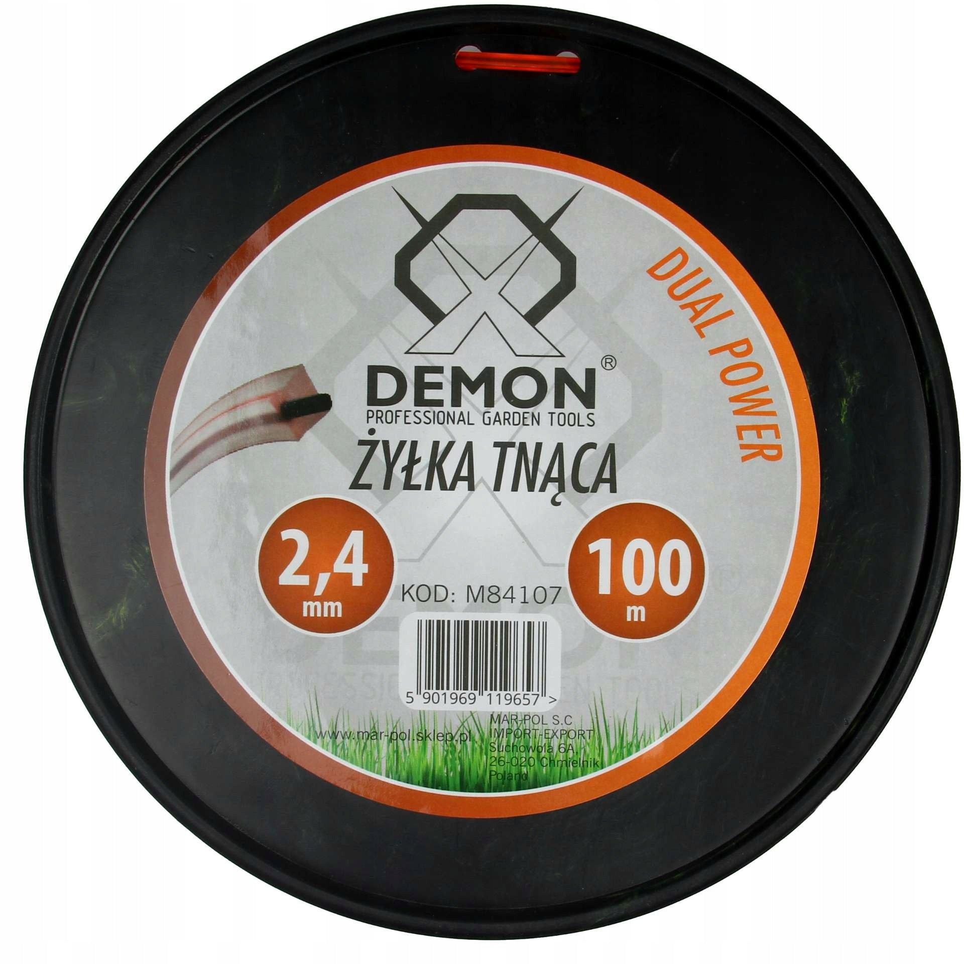 CUTTING LINE DEMON SQUARE 2,4 MM 100 M REINFORCED FOR TRIMMER SCYTHES 84107 Brand Demon