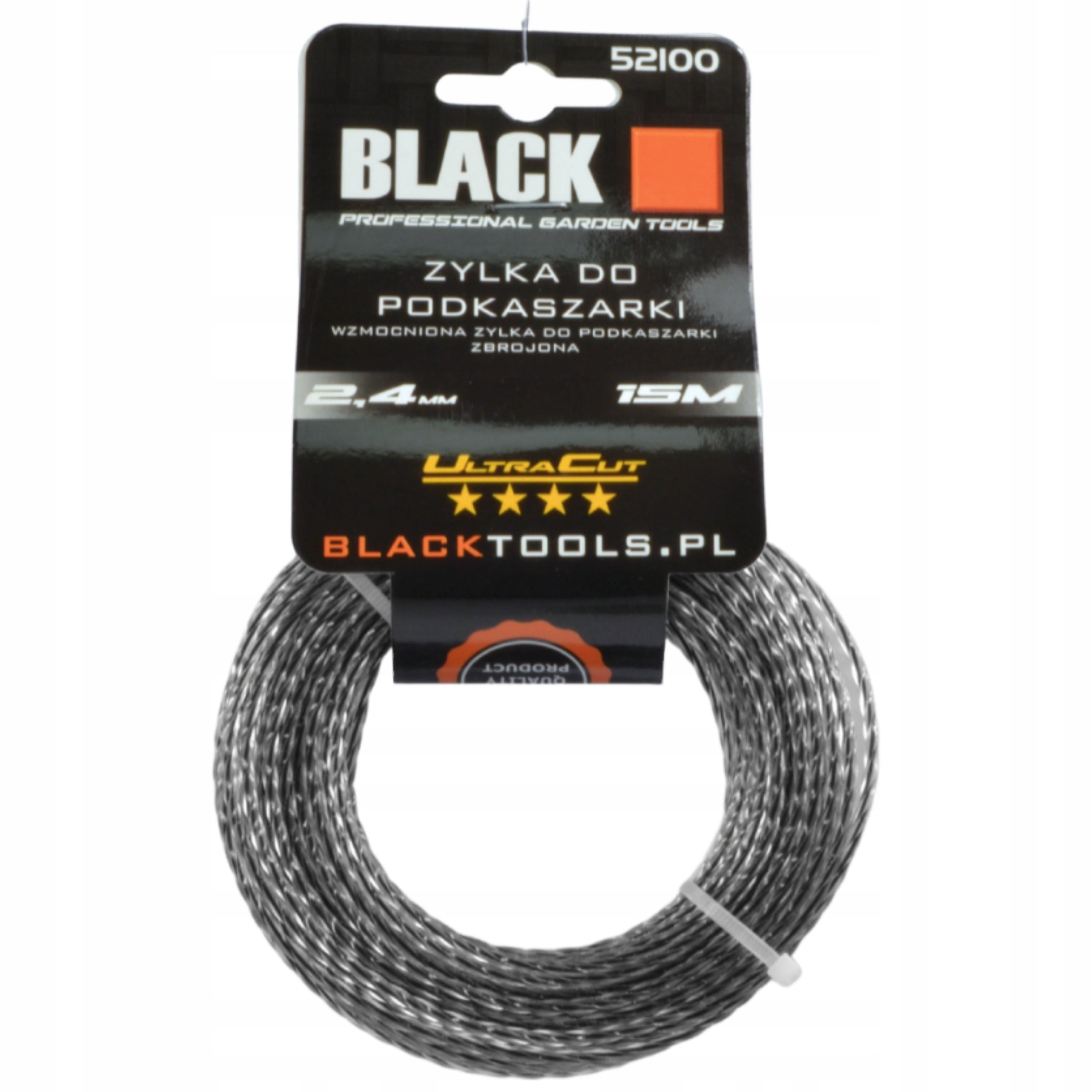 CUTTING LINE FOR CORRUGATED SCYTHE 2,4 MM REINFORCED WITH WIRE 15M STRONG BLACK Brand Black