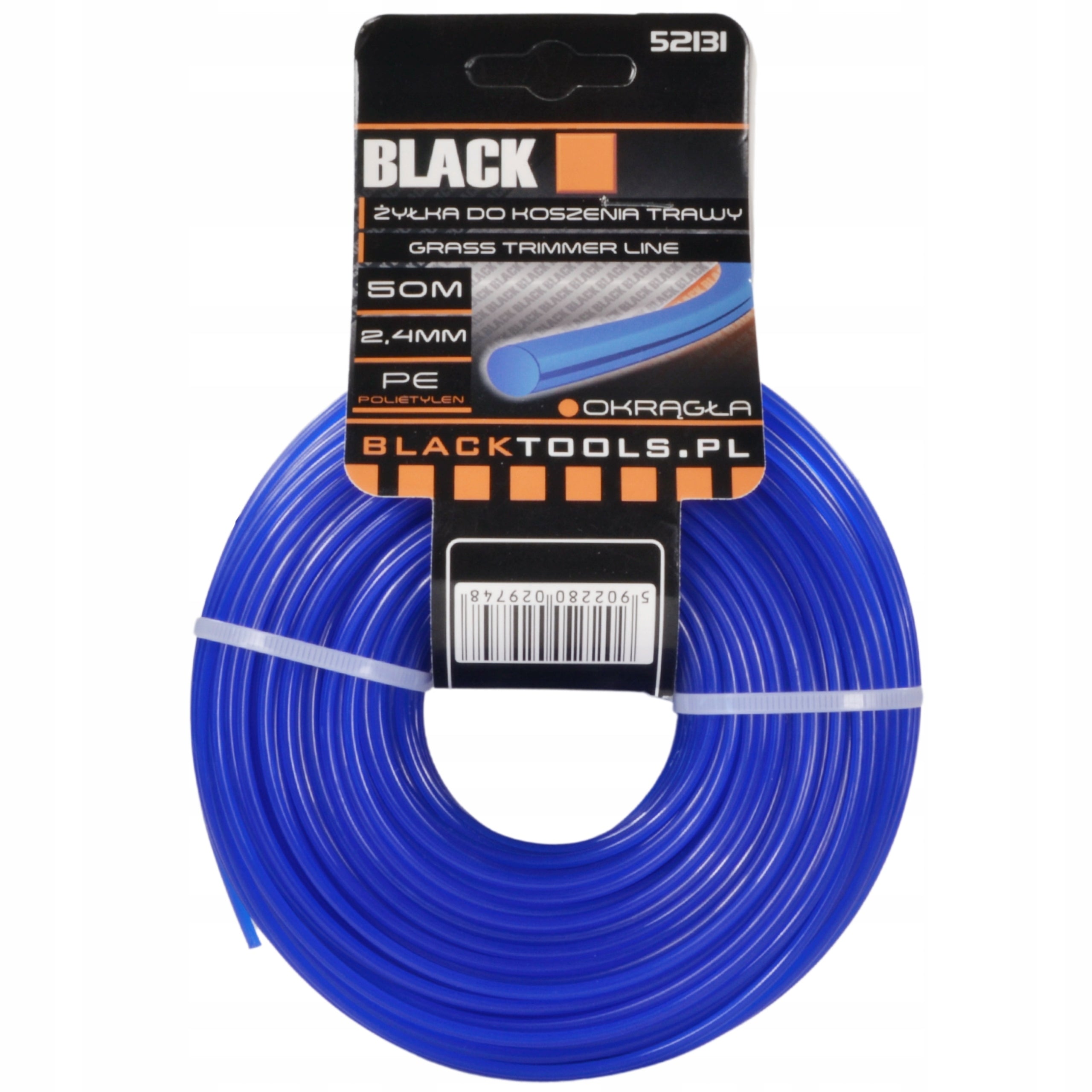 CUTTING LINE FOR MOWER SCYTHE TRIMMER ROUND 2,4 MM 50M STRONG BLACK Brand Black