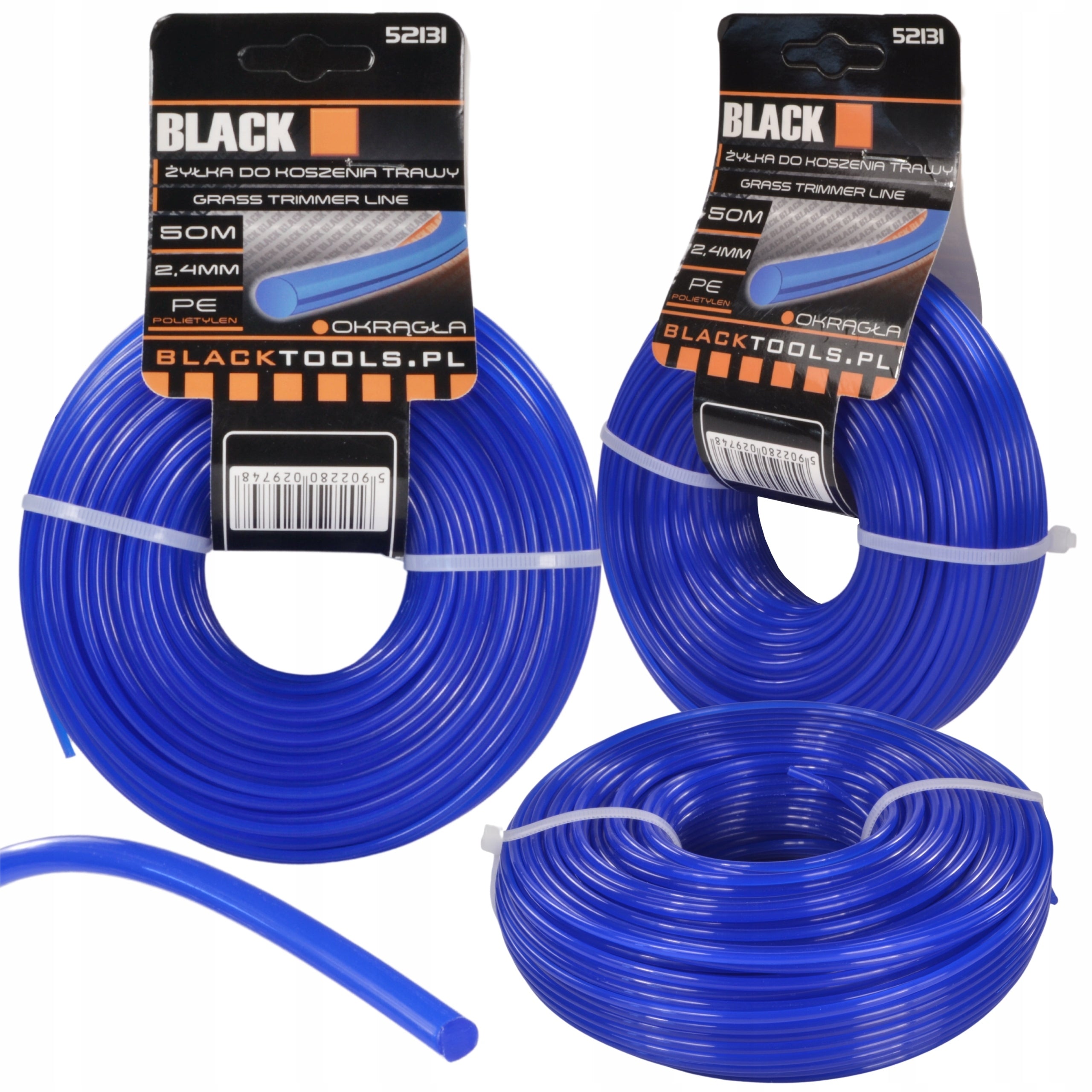 CUTTING LINE FOR MOWER SCYTHE TRIMMER ROUND 2,4 MM 50M STRONG BLACK