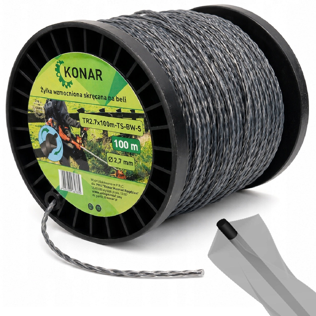 CUTTING LINE FOR SCYTHE 2,7mm 100m REINFORCED TWISTED KONAR