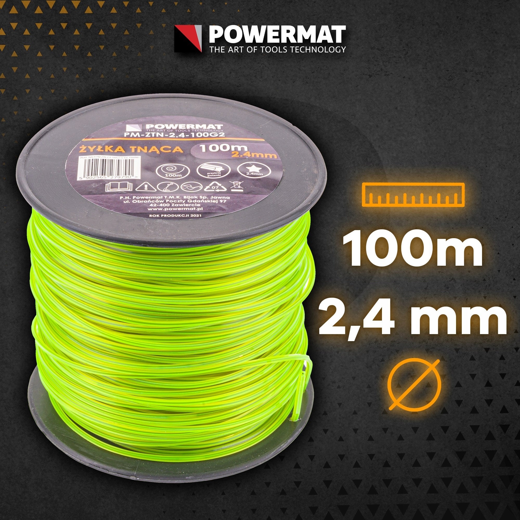 CUTTING LINE FOR TRIMMER SCYTHE REINFORCED WITH WIRE 2,4x100m REINFORCED Wheel type other