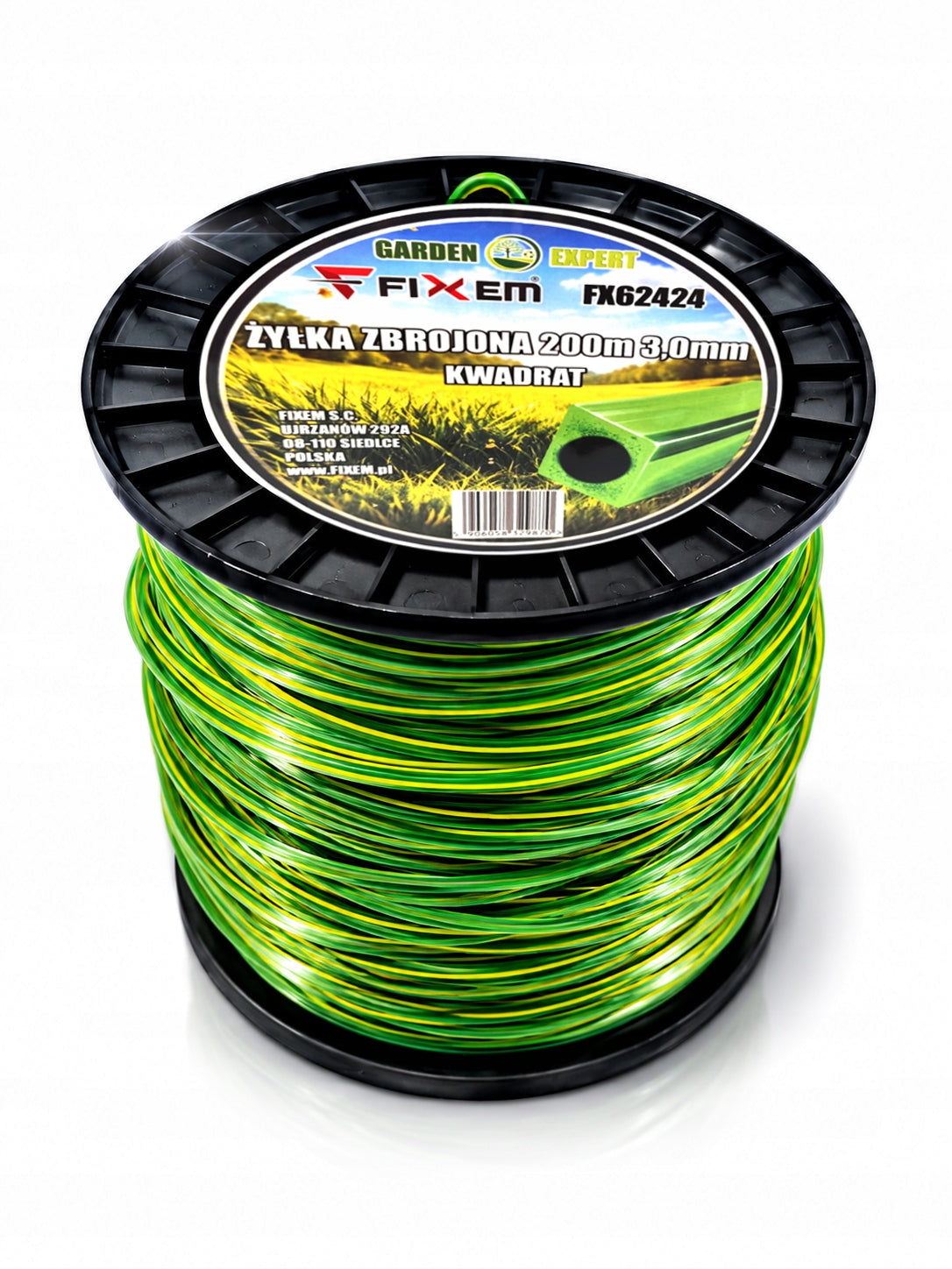 CUTTING LINE SQUARE HEADS TRIMMER SCYTHES GRASS REINFORCED 3,0mm 200m Brand Fixem