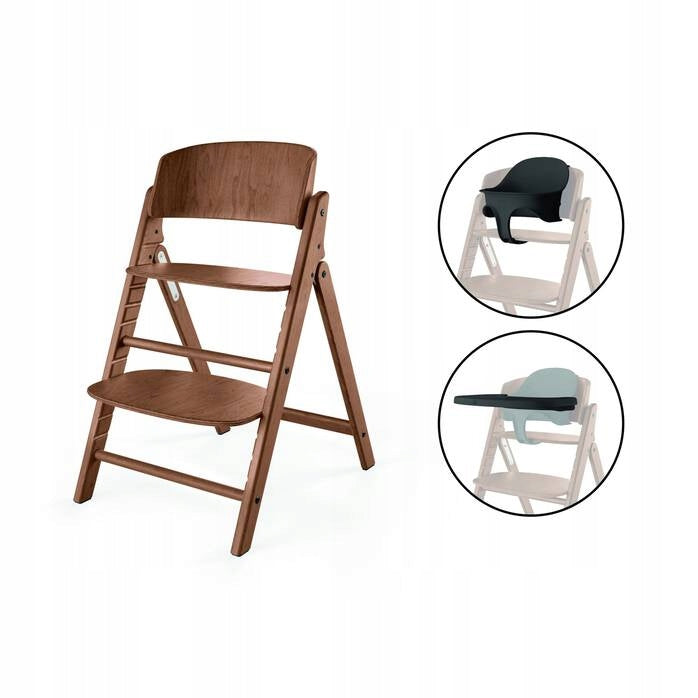 CYBEX Click & Fold Wooden High Chair 3in1 All Natural Dark Color shades of brown and beige