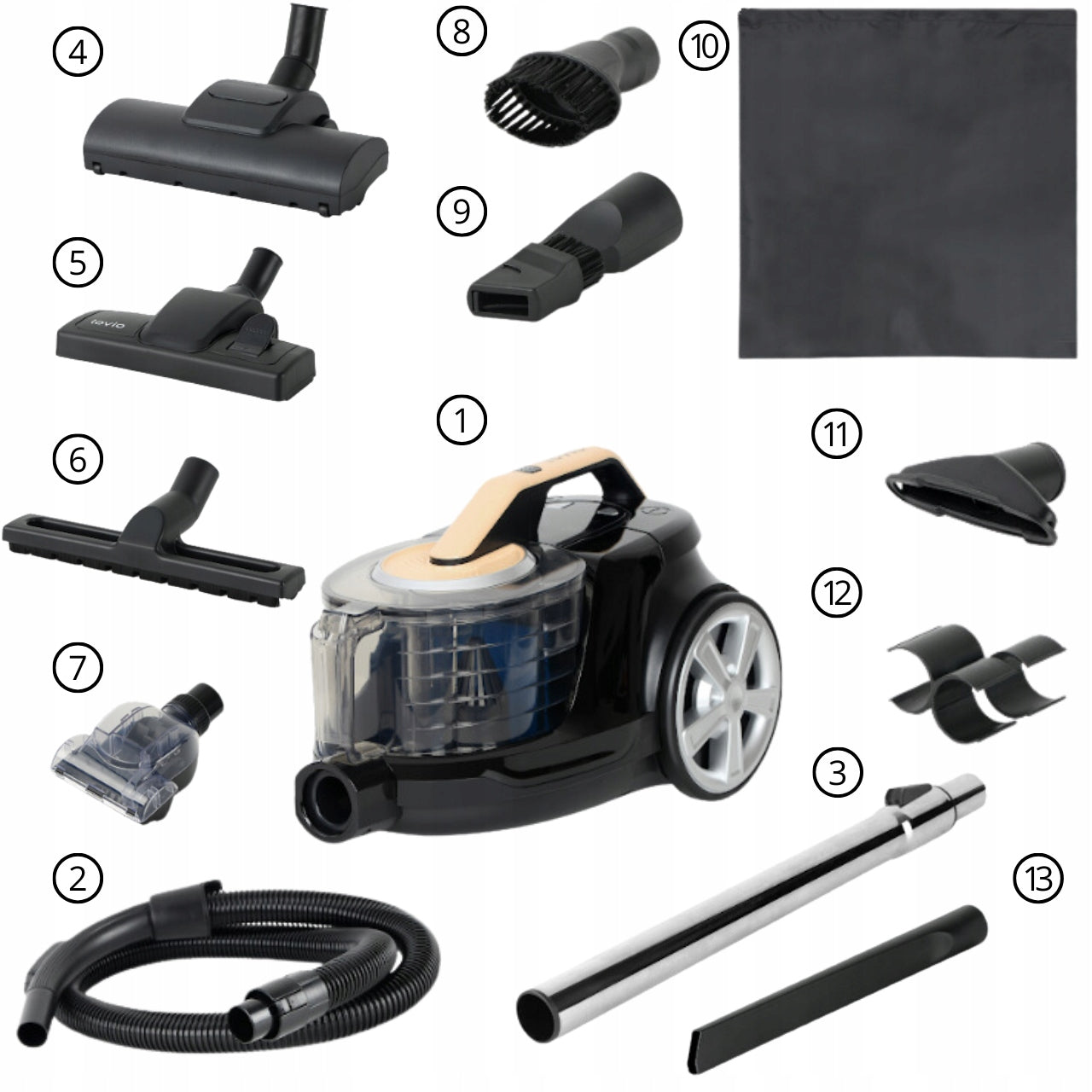 CYCLONE BAGLESS VACUUM CLEANER POWERFUL QUIET TURBO BRUSH HEPA 15in1 LOVIO Packaging status original