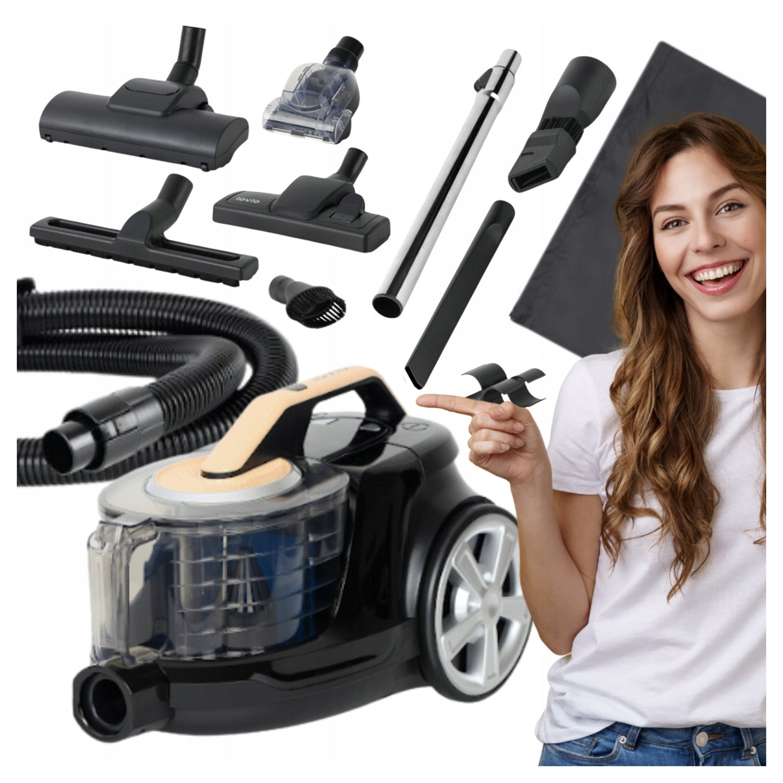 CYCLONE BAGLESS VACUUM CLEANER POWERFUL QUIET TURBO BRUSH HEPA 15in1 LOVIO
